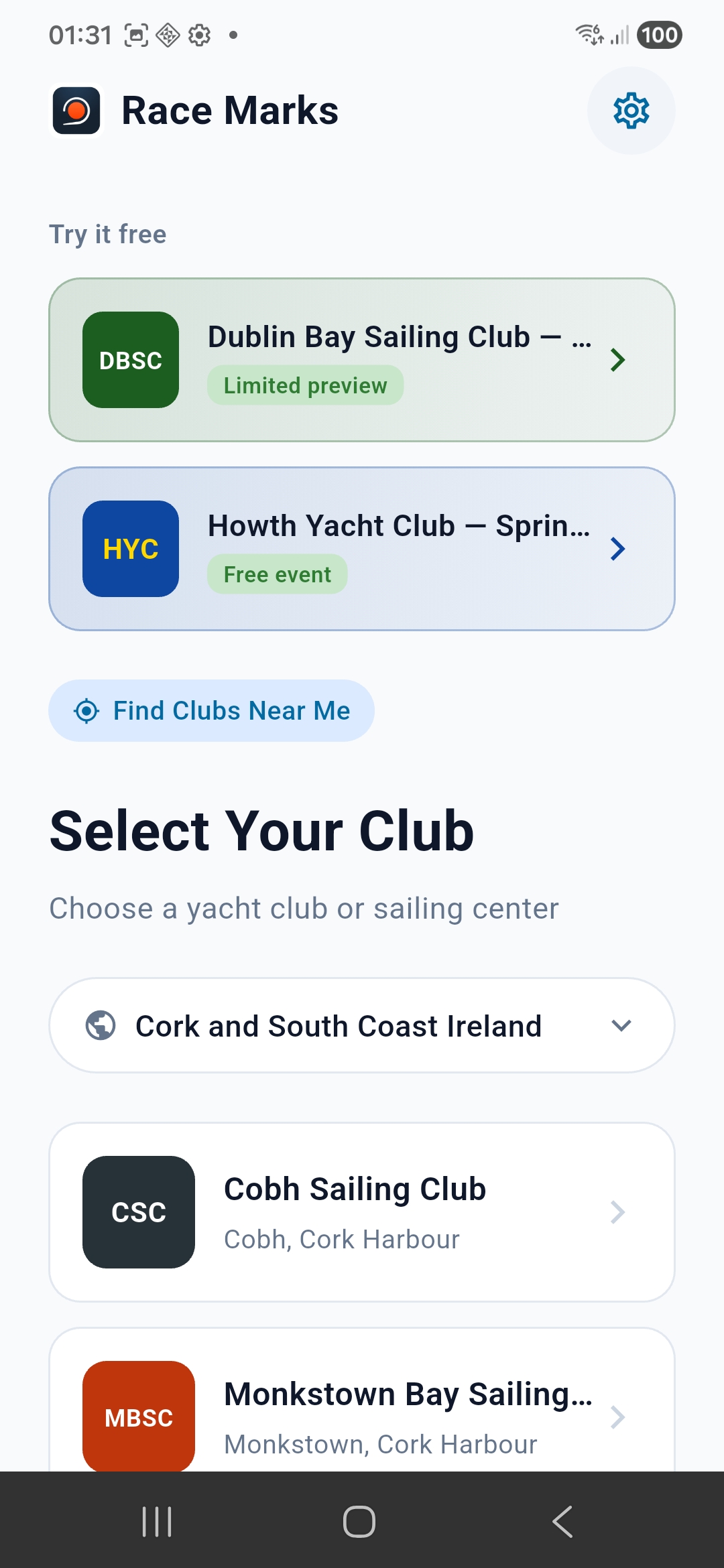 Homepage with Try it free shortcuts